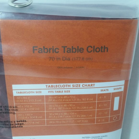 Fabric Table Cloth 70" Circle Fall Burgundy Leaf - Picture 5 of 8